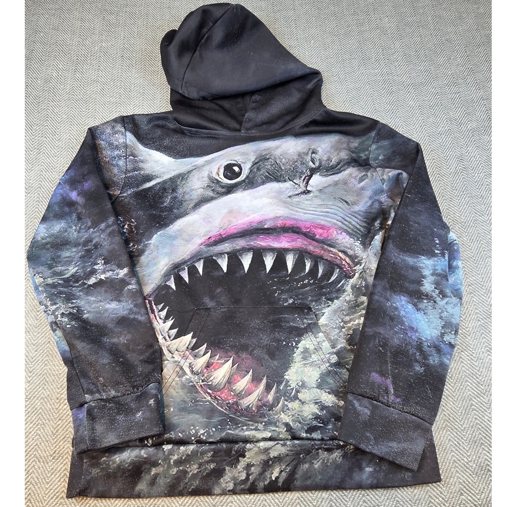 Funnycokid Shark Galaxy Graphic Hoodie Kids Large Great White Jaws Sweatshirt